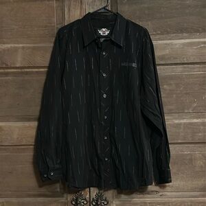 Harley Davidson Mens Black Logo Button‎ Front Long Sleeve Shirt Size 2 XL